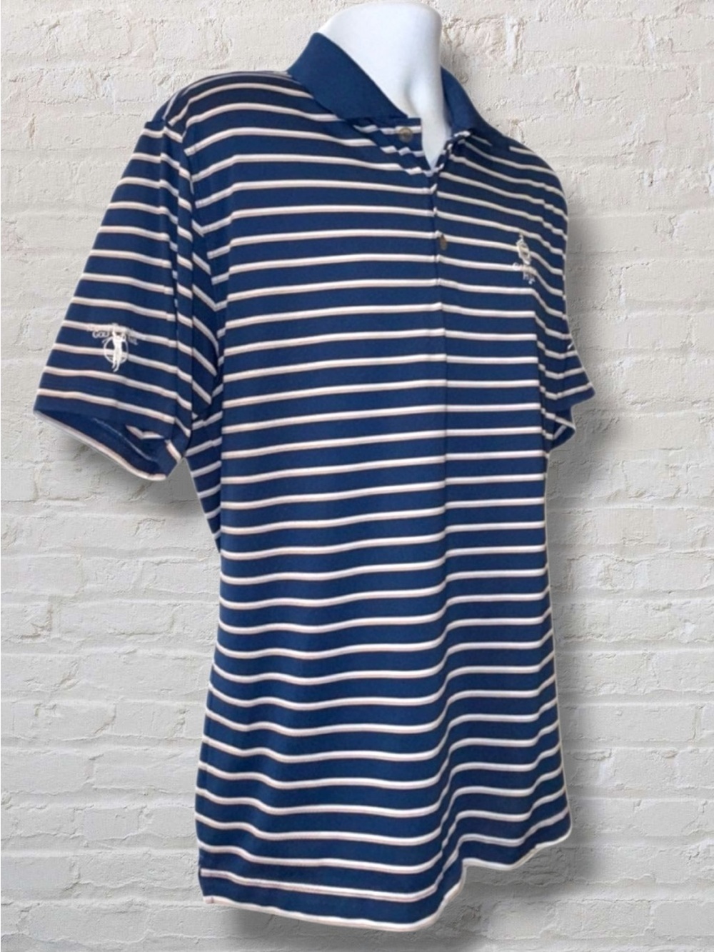 Nike Dri-FIT Golf Polo Shirt L Capitol Hill Robert Trent Jones Trail Navy Stripe - Picture 3 of 12